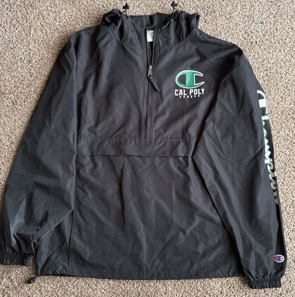 Champion Cal Poly Pomona Windbreaker Jacket Size M Black